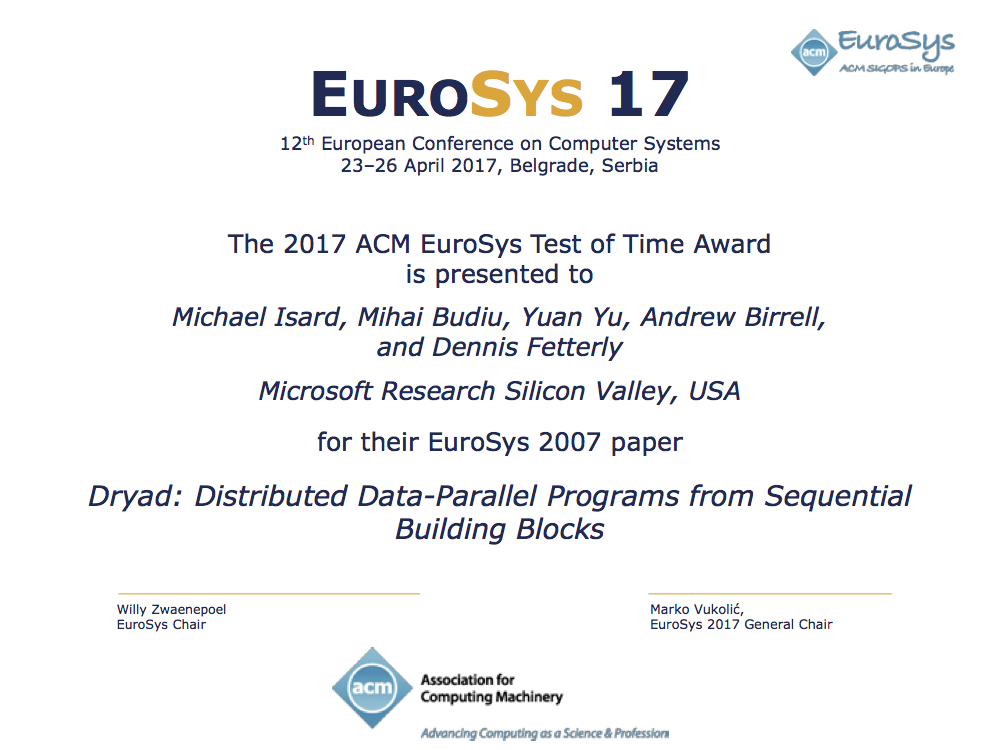 EuroSys Test of Time Award